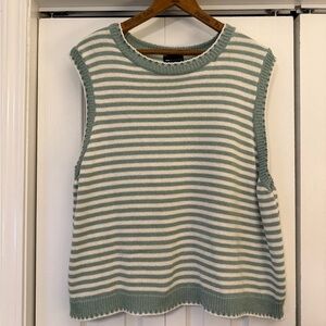 ASOS Green and White Striped Sleeveless Sweater